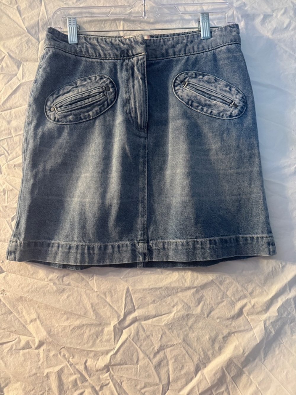 BDG Denim Mini Skirt with Oval Zip Patch Pockets